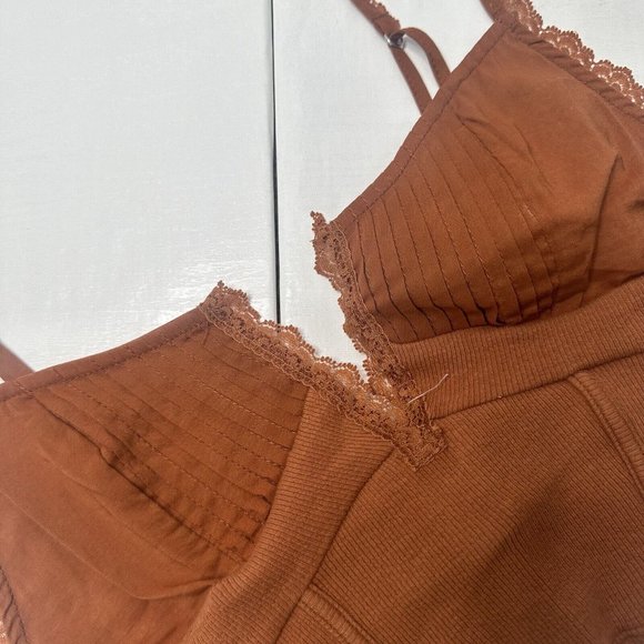Free People Intimately Bralet Top Size XS Rust Brown Strappy Cami Cropped Bodice - Picture 6 of 9